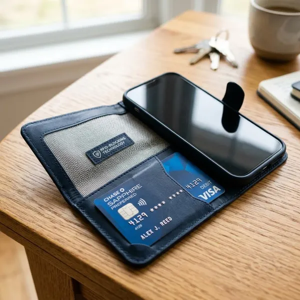 bankkarte in handyhülle