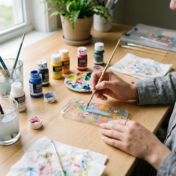 Handyhülle mit Acrylfarbe bemalen